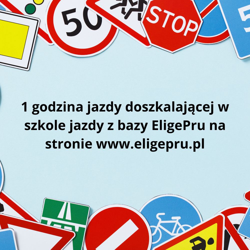 1 godzina jazdy doszkalającej w szkole jazdy z bazy EligePru na stronie www.eligepru.pl