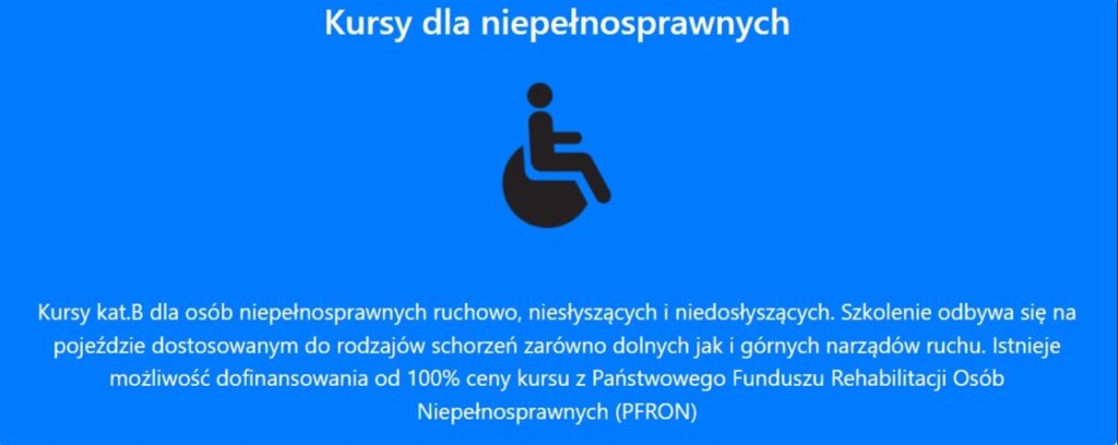 kurs prawa jazdy dla osób niepełnosprawnych Wrocław KopaMa